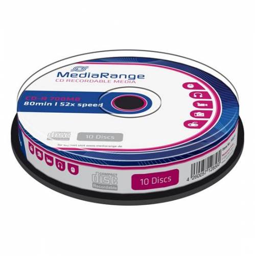 MEDIARANGE CD-R 80′ 700MB 52X CAKE BOX x10 MR214