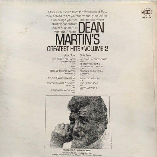 Dean Martin – Dean Martin's Greatest Hits! Volume 2 (Vinyl, LP, Compilation) - Image 2