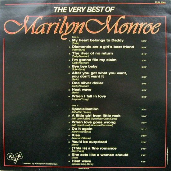 Marilyn Monroe – The Very Best Of Marilyn Monroe (Vinyl, LP, Compilation) - Image 2