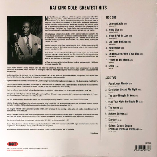 Nat King Cole – Greatest Hits (Vinyl, LP, Compilation, Blue Colored Vinyl) - Image 2