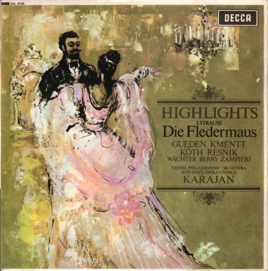 J. Strauss, Gueden, Kmentt, Köth, Resnik, Karajan – Die Fledermaus (Highlights) (Vinyl, LP, Stereo)