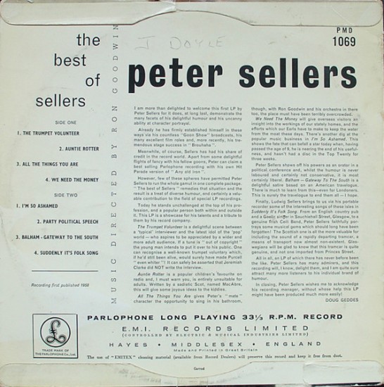 Peter Sellers – The Best Of Sellers (Vinyl, LP, 10", Album, Mono) - Image 2
