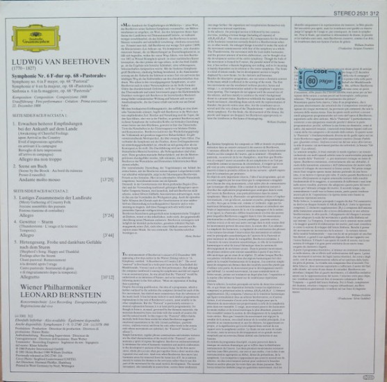 Beethoven - Wiener Philharmoniker · Leonard Bernstein – Symphonie No. 6 »Pastorale« (Vinyl, LP, Album, Stereo) - Image 2