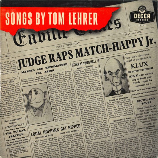 Tom Lehrer – Songs By Tom Lehrer (Vinyl, LP, 10", Repress, Mono)
