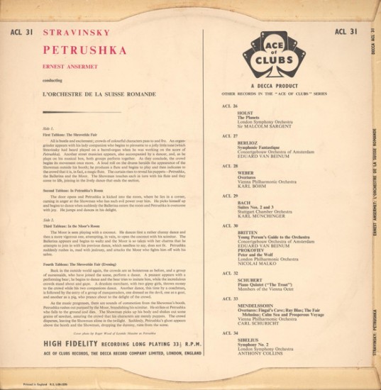 Stravinsky - Ansermet · L'Orchestre De La Suisse Romande – Petrushka (Vinyl, LP, Reissue, Mono) - Image 2