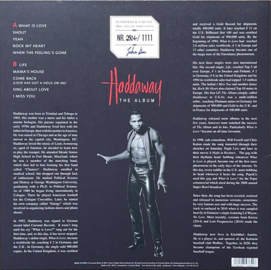 Haddaway – The Album (Vinyl, LP, Album, Limited Edition, Numbered, Reissue, Yellow Transparent, 180g) - Image 3
