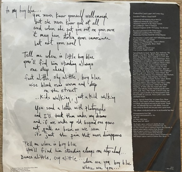 Cyndi Lauper – True Colors (Vinyl, LP, Album, Pitman Pressing) - Image 2