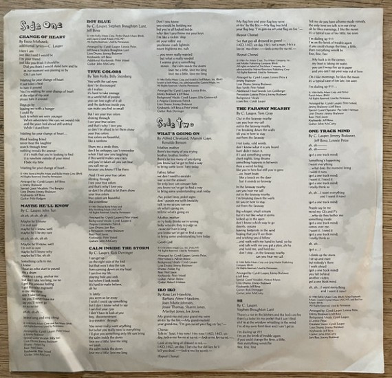 Cyndi Lauper – True Colors (Vinyl, LP, Album, Pitman Pressing) - Image 3