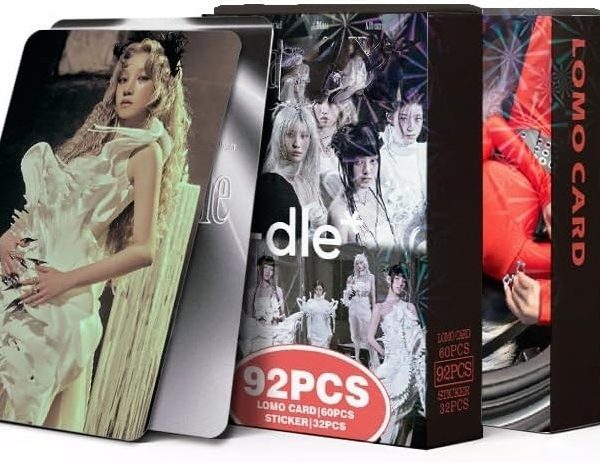 Idle Pack of 60 Photo Cards + 32 Stickers 92 Pieces Laser Postcards Miyeon Minnie Soyew Shuhua Photo Cards