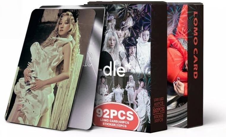 Idle Pack of 60 Photo Cards + 32 Stickers 92 Pieces Laser Postcards Miyeon Minnie Soyew Shuhua Photo Cards