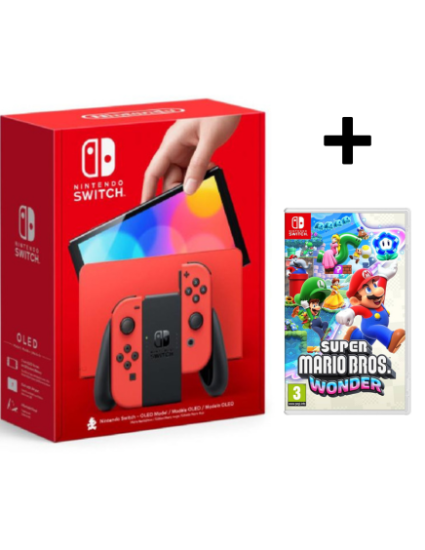 NINTENDO SWITCH CONSOLE OLED MARIO RED EDITION + SUPER MARIO WONDER - Cyprus