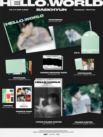BAEKHYUN - 4th Mini Album [Hello,World] (Photobook Ver.) (2types Random ver.) + + Random Photocard (WM) - Image 4