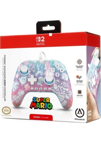 POWER A ADVANTAGE WIRED CONTROLLER MARIO MUSHROOM KINGDOM (SWITCH 2)