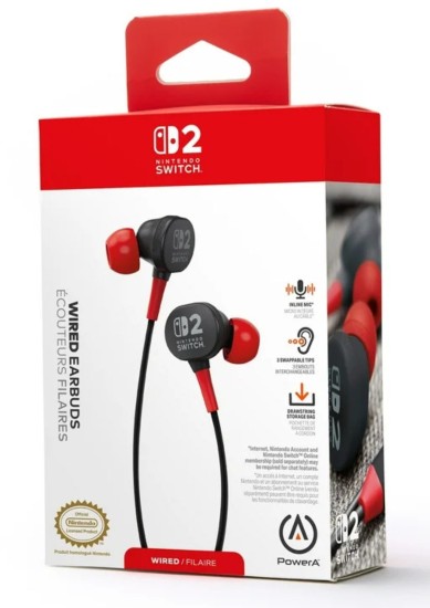 POWER A WIRED EARBUDS RED/BLUCK (SWITCH 2)