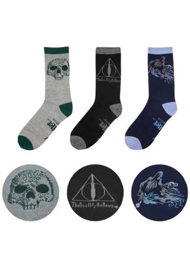 CINEREPLICAS MOVIES: HARRY POTTER - DEATHLY HALLOWS SOCKS (SET OF 3)