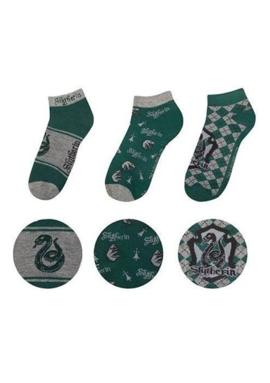 CINEREPLICAS MOVIES: HARRY POTTER - SLYTHERIN SOCKS (ANKLE) (SET OF 3)