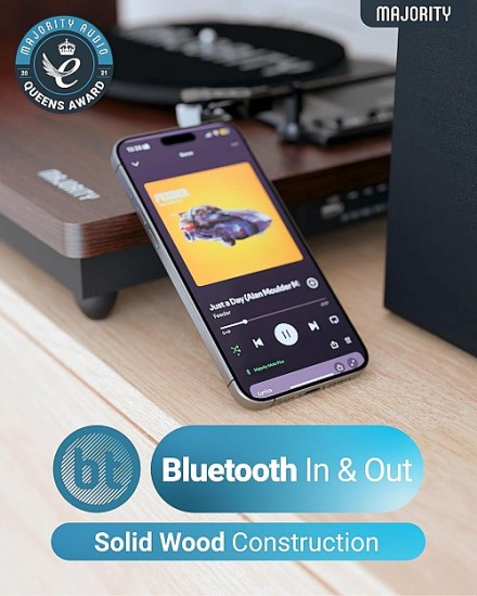 MAJORITY TURNTABLE MOTO PLUS INCL. 60W SPEAKERS & AUDIO TECHNICA CARTRIDGE - Image 6