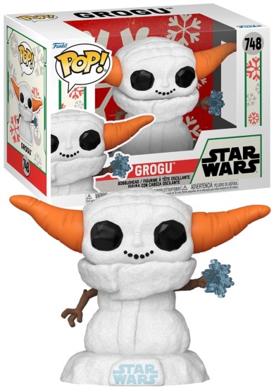FUNKO POP! DISNEY STAR WARS: #748 THE MANDALORIAN HOLIDAY - GROGU SNOWMAN  BOBBLE-HEAD VINYL FIGURE