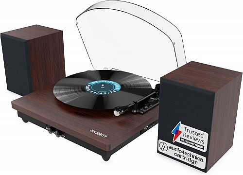 MAJORITY TURNTABLE MOTO PLUS INCL. 60W SPEAKERS & AUDIO TECHNICA CARTRIDGE