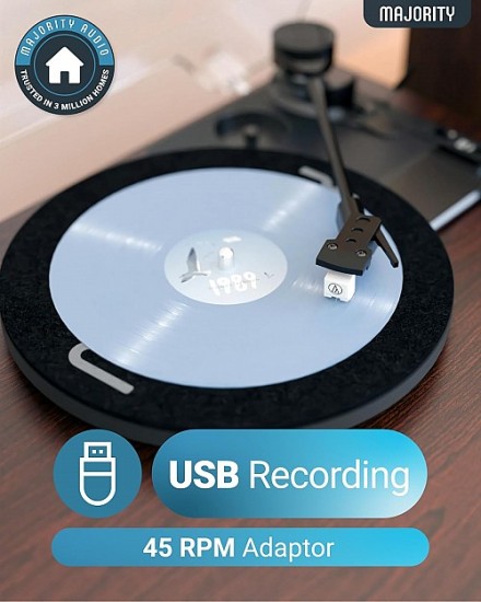 MAJORITY TURNTABLE MOTO PLUS INCL. 60W SPEAKERS & AUDIO TECHNICA CARTRIDGE - Image 4