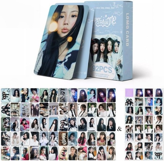 ILLIT 92 Pieces Personal Merch 60 Pieces Postcards + 32 Pieces Stickers 'Gllit' Cards Moka Wonhee Iroha Yunah Photo Cards (Super Real Me)