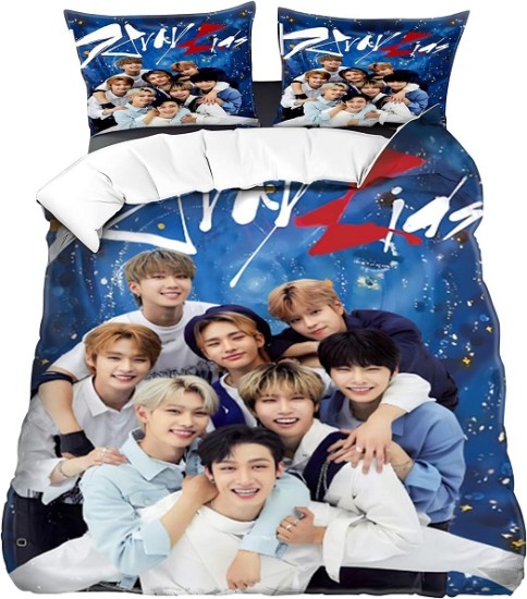 Stray Kids Duvet Cover 135 x 200 cm, Stray Kids Pillowcases 75 x 50 cm, SKZ 3 Bedding Set, Soft Microfiber Cotton (Piece)