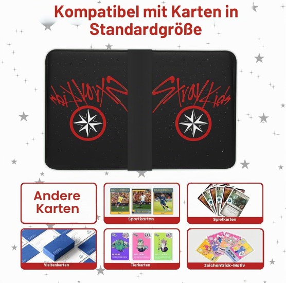 Stray Kids Photocard Binder 400 Pockets, 3 Ring Kpop Binder with 4 Pockets, Total 50 Pages Cute Cartoon Card Collector, Idol Photo Album for Kpop Fans, Boys and Girls, Black - Image 2