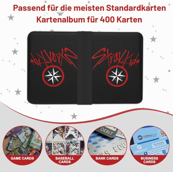 Stray Kids Photocard Binder 400 Pockets, 3 Ring Kpop Binder with 4 Pockets, Total 50 Pages Cute Cartoon Card Collector, Idol Photo Album for Kpop Fans, Boys and Girls, Black - Image 3