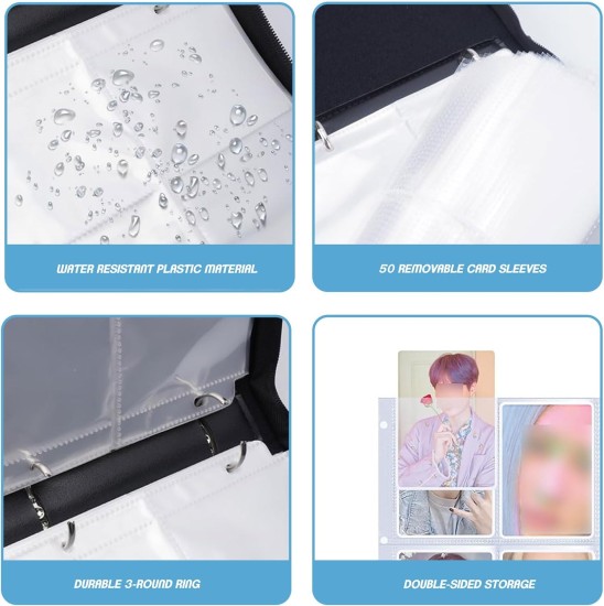 Stray Kids Photo Cards 400 Pockets, Kpop Scrapbook with 4 Compartments, Total 50 Pages, Cute Cartoon Photo Card Folder, Idol Cartoon Photo Protective Album, Gifts for Boys and Girls (Black) - Image 7