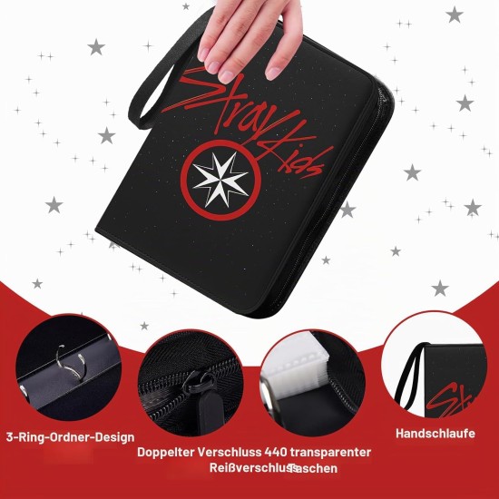 Stray Kids Photocard Binder 400 Pockets, 3 Ring Kpop Binder with 4 Pockets, Total 50 Pages Cute Cartoon Card Collector, Idol Photo Album for Kpop Fans, Boys and Girls, Black - Image 6